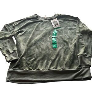 Mondetta Women Olive Green Camo Print Crew Neck Sweatshirt Long Sleeve XL